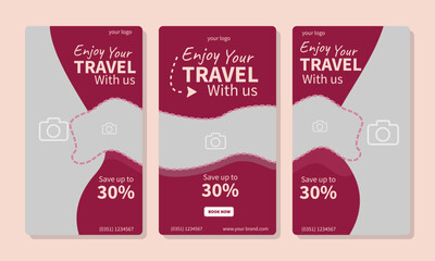 social media template banner travel and vacation service promotion. fully editable instagram and facebook square post frame puzzle organic sale poster