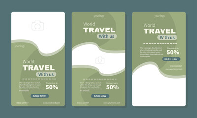 social media template banner travel and vacation service promotion. fully editable instagram and facebook square post frame puzzle organic sale poster