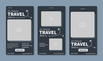 social media template banner travel and vacation service promotion. fully editable instagram and facebook square post frame puzzle organic sale poster