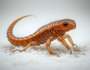 Close-up of a Whip Scorpion Walking on White Surface