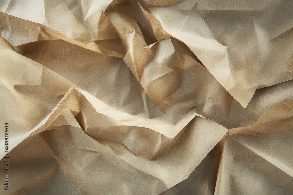 Wall mural crumpled texture of brown paper for background and design use