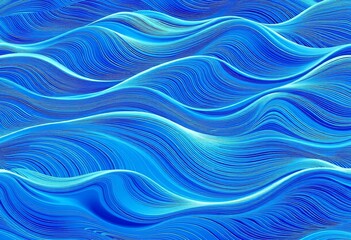 Abstract seamless pattern of flowing blue linear waves, creating a monochrome water texture, monochrome, graphic