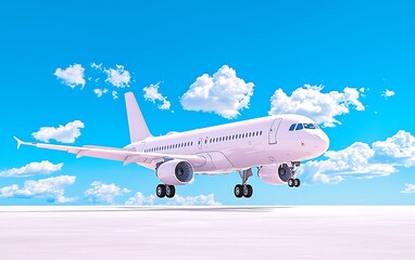 Obraz premium Airplane Landing, Sky, Clouds