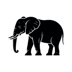 Silhouette of an African Elephant. Elephant Vector Icon.