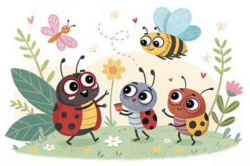 A Group of Cartoon Bugs with Big Eyes â€ AI GeneratedA Group of Cartoon Bugs with Big Eyes â€ AI Generated