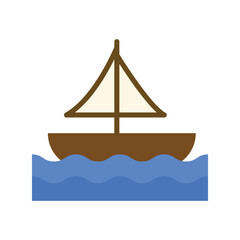 Sailing Boat Nautical Icon Color