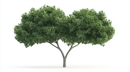 A strong tree with leaves shaped like hearts, representing growth isolated on white background