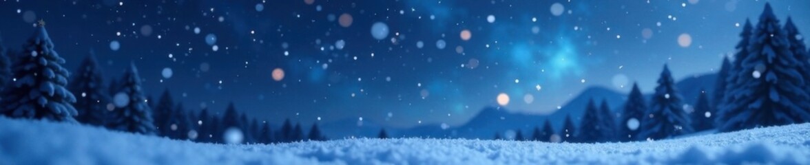 Snowflakes gently falling on a starry winter sky, sky, winter wonderland, night