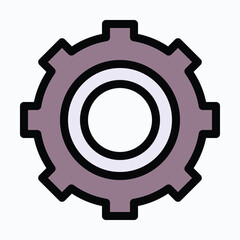 Gear Icon, Setting, Cogwheel, Lineal Color Style Isolated Vector Icon.	