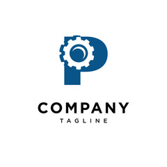 Letter P Gear Mechanical Logo Icon Vector