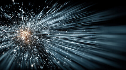 Naklejka premium Abstract motion blur of light rays in space symbolizing high-speed technology, science, and acceleration. A futuristic design of super-fast, speedy blue light streaks representing motion and progress.