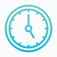 Clock, Wall Clock Icon, Lineal Gradient Style Isolated Vector Icon. 
