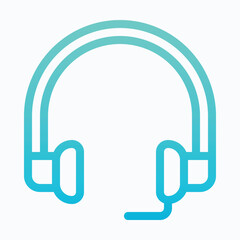 Headphones, Earphones, Headset, Lineal Gradient Style Isolated Vector Icon.