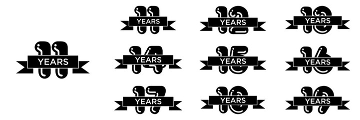 collection numbers Anniversary logo set icon vector design