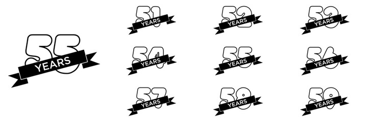 collection numbers Anniversary logo set icon vector design