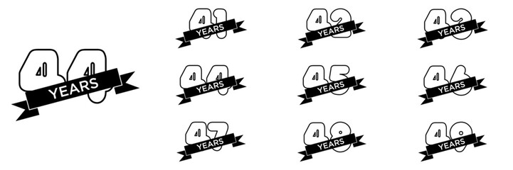 collection numbers Anniversary logo set icon vector design	