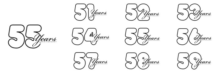 collection numbers Anniversary logo set icon vector design