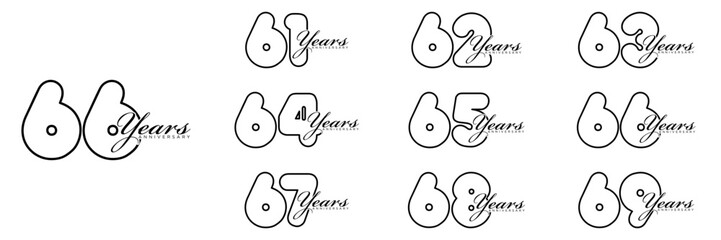 collection numbers Anniversary logo set icon vector design