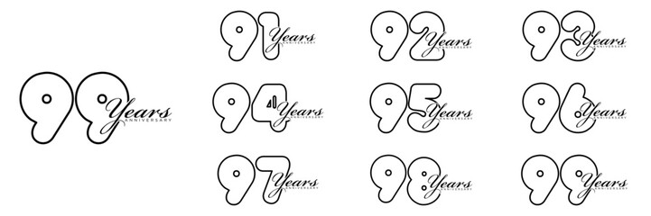 collection numbers Anniversary logo set icon vector design