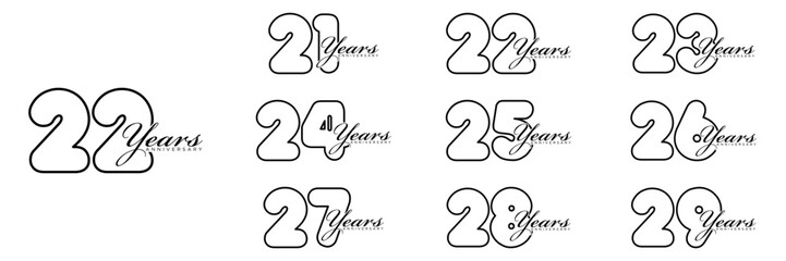 collection numbers Anniversary logo set icon vector design	