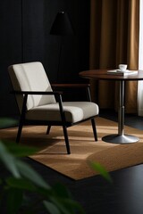 Fototapeta premium there is a chair and a table in a room