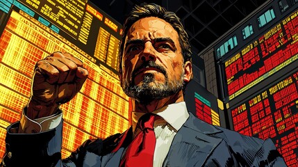 Corporate environment celebrating urban finance and stock market success