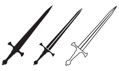 sword silhouette, vector illustration on a white background