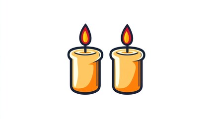Two lit candles on white background; for cards, websites