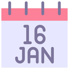 16 January Vector Calendar Icon. Isolated Vector Calendar. 