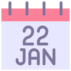 22 January Vector Calendar Icon. Isolated Vector Calendar. 