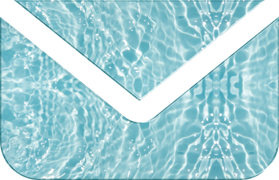 Aqua Glass Email Icon – Transparent Envelope Symbol for Communication UI Contact Form Messaging App Newsletter Interface and Digital Branding Design in Aqua Glass Glossy Crystal Style