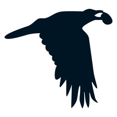 Silhouette of Halloween Crow. Flat Vector Illustration