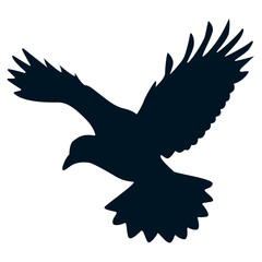 Silhouette of Halloween Crow. Flat Vector Illustration