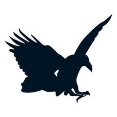 Silhouette of Halloween Crow. Flat Vector Illustration