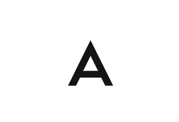 Stylish Black Capital Letter "A" on a White Background. A bold uppercase letter "A" in a clean modern font