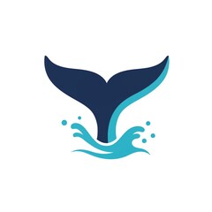 Obraz premium Stylized whale tail emerging from ocean waves, symbolizing marine life conservation and ocean health - whale tail clip art