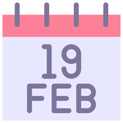 19 February Vector Calendar Icon. Isolated Vector Calendar. 