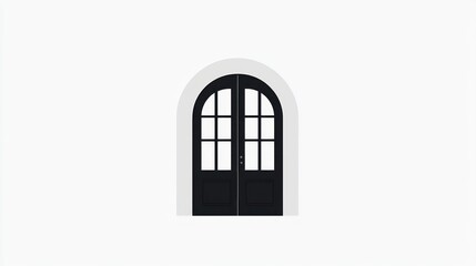 Fototapeta premium Arched double doors, white wall, interior design