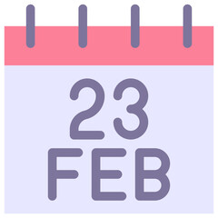 23 February Vector Calendar Icon. Isolated Vector Calendar. 