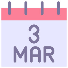 3 March Vector Calendar Icon. Isolated Vector Calendar. 