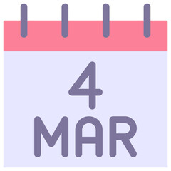 4 March Vector Calendar Icon. Isolated Vector Calendar. 