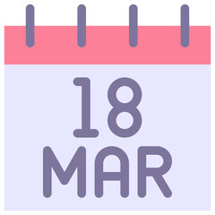 18 March Vector Calendar Icon. Isolated Vector Calendar. 