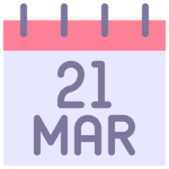 21 March Vector Calendar Icon. Isolated Vector Calendar. 