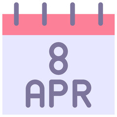 8 April Vector Calendar Icon. Isolated Vector Calendar. 
