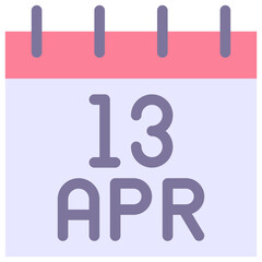 13 April Vector Calendar Icon. Isolated Vector Calendar. 