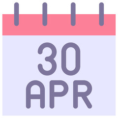 30 April Vector Calendar Icon. Isolated Vector Calendar. 