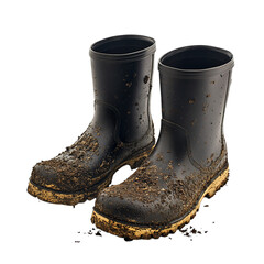 dirty rubber boots isolated on white