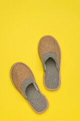 Cozy Woven Home Slippers on Vibrant Yellow Background