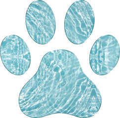 Aqua Glass Paw Print Icon – Pet Footprint Symbol for Animal Care App, Veterinary UI, Adoption Platforms, and Pet Shop Interface in Shiny Crystal Blue Design