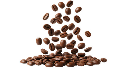 Obraz premium Falling coffee beans isolated transparent background